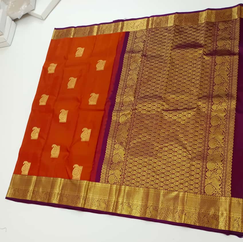 Rustic Orange Saree with Wine Pallu