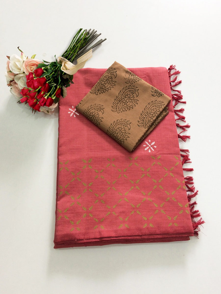 Block Print Linen Saree