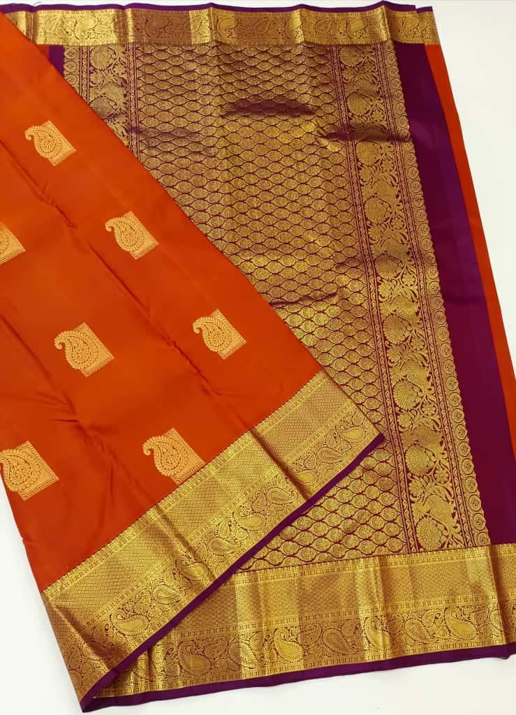 Rustic Orange Saree with Wine Pallu